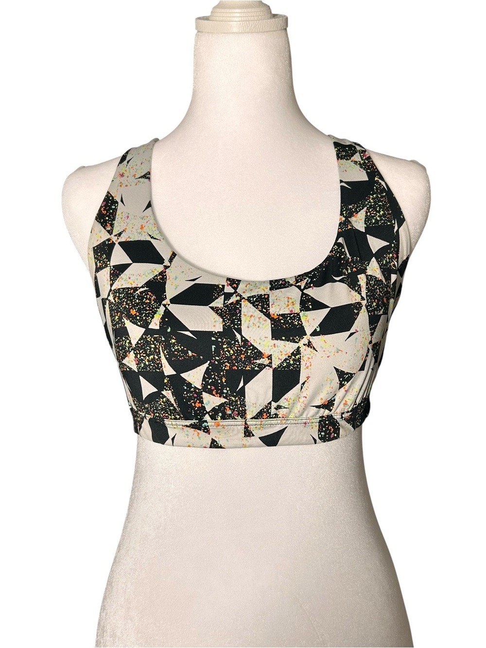 Victoria’s Secret Printed Geometric Sports Bra Black/Cream M